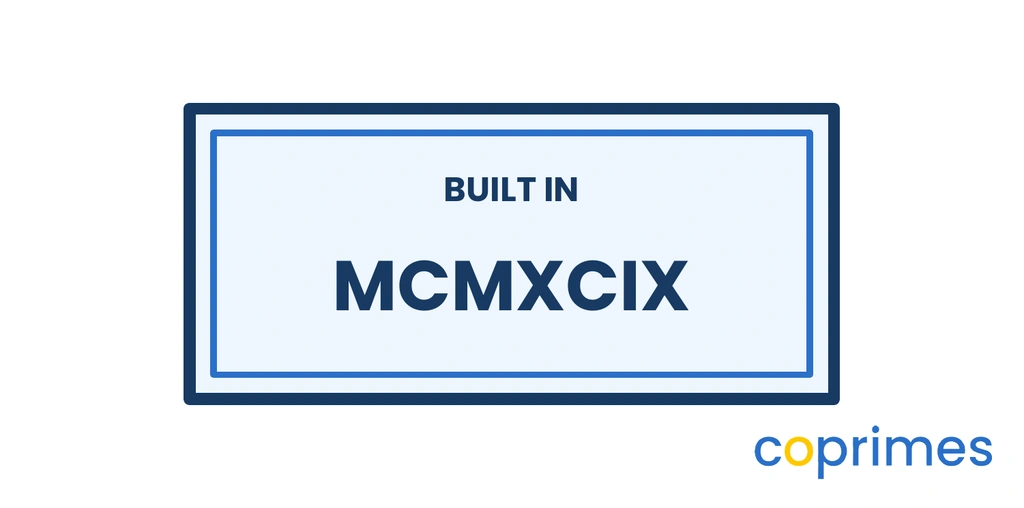 A stone block resembling a building cornerstone with the Roman numeral MCMXCIX engraved on it.