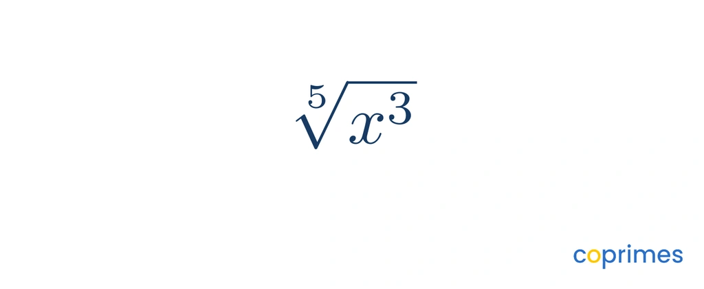 A mathematical expression showing the fifth root of x to the power of three.